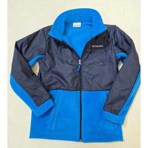 Columbia Youth Medium (10-12) Blue Full Zip Soft Fleece Jacket Coat Zip Pockets